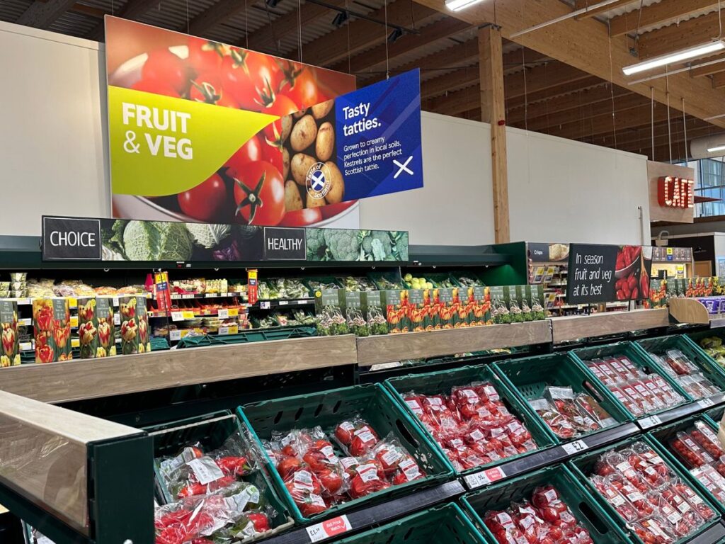 photo of the fresh produce aisle in Tesco supermarket to show to how to save money at Tesco