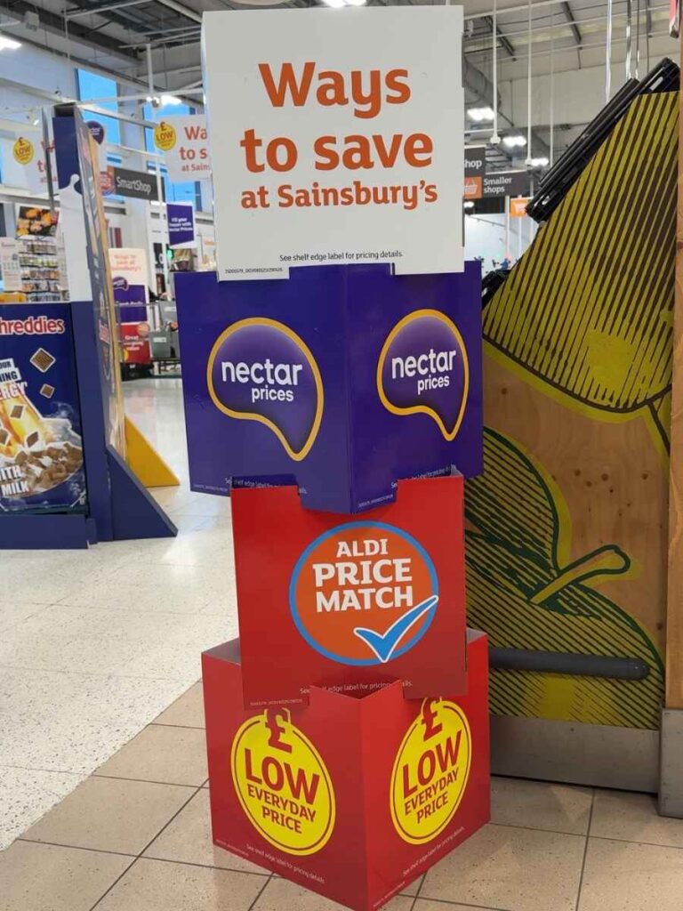 Saving money at Sainsburys with nectar prices and Aldi price match