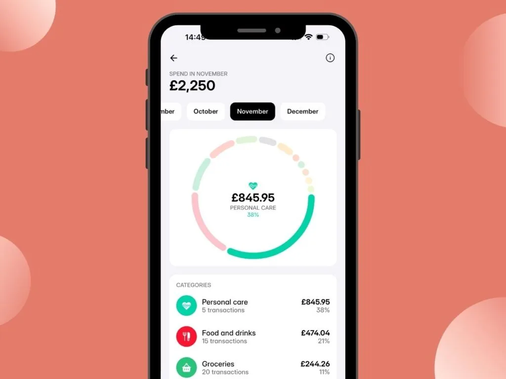 photo of the cheddar app showing the spend tracker