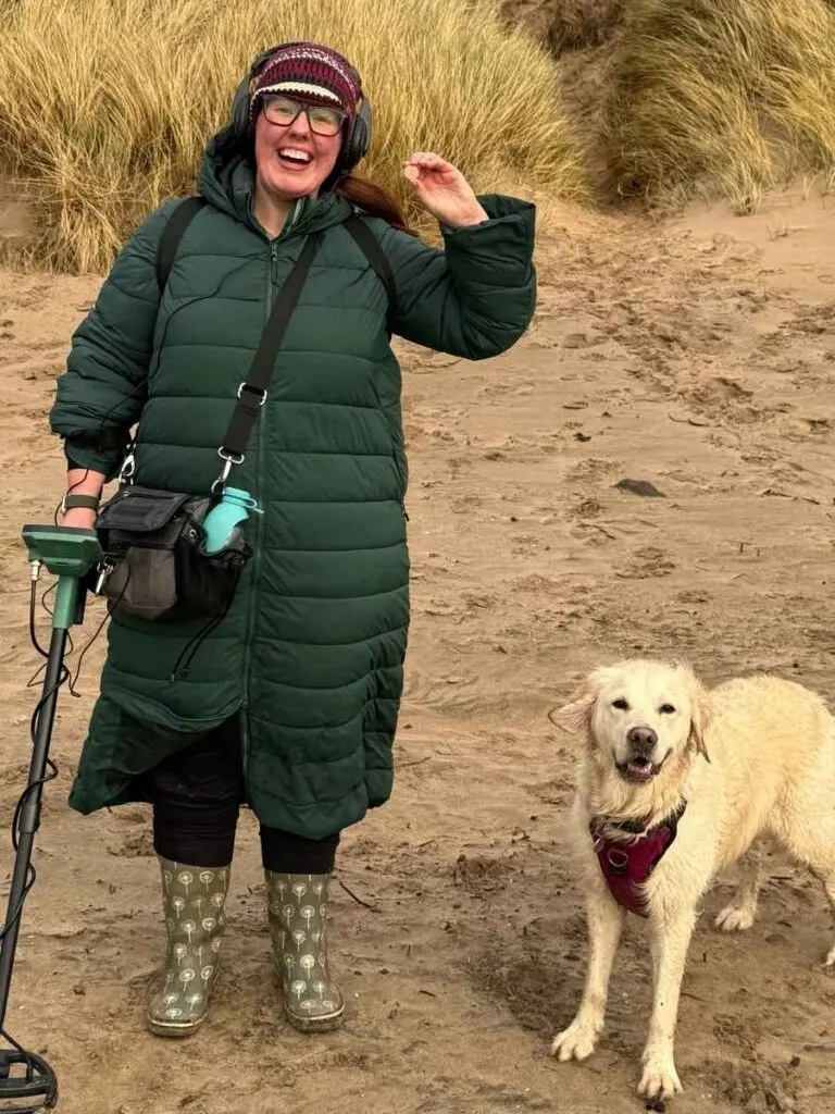 Chloe and Poppy walking on the beach being paid to walk