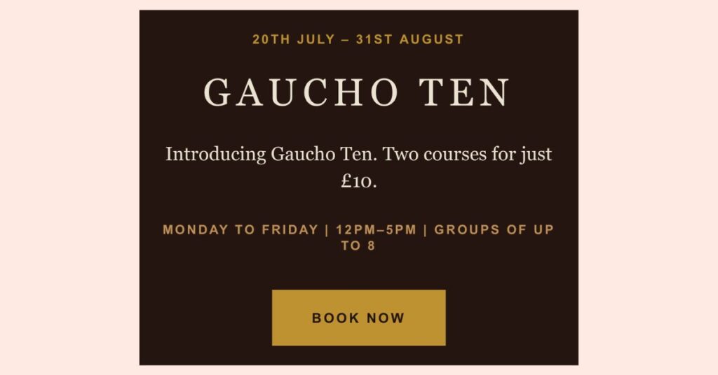 Gaucho 2 course for £10 deal